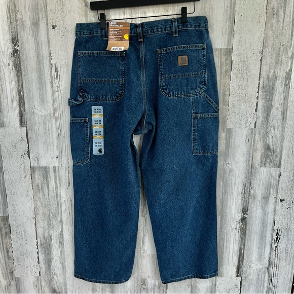 Carhartt Men’s Loose Original Fit Dungaree Work Denim Jeans Size 36X28 NWT - Picture 9 of 9